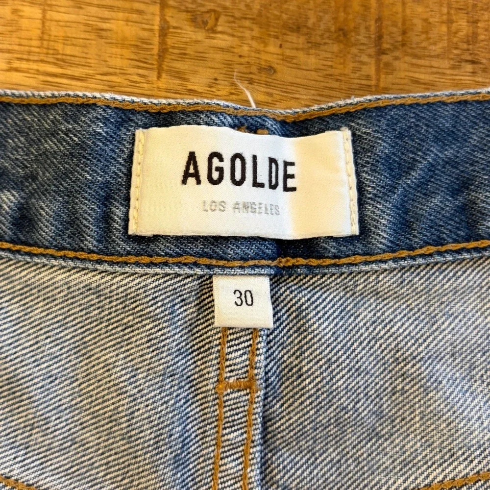 AGOLDE Parker Long Short 30 Heat Wave Cuffed Medium Wash Denim Summer Festival